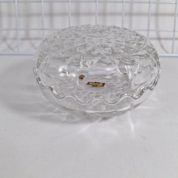 New Kristal Zajecar Vtg 24% Lead Crystal Round Trinket Box W Lid Jewelry Box - Picture 1 of 10